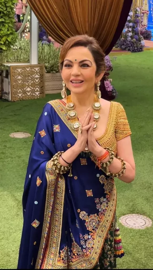 Nita Ambani in blue saree