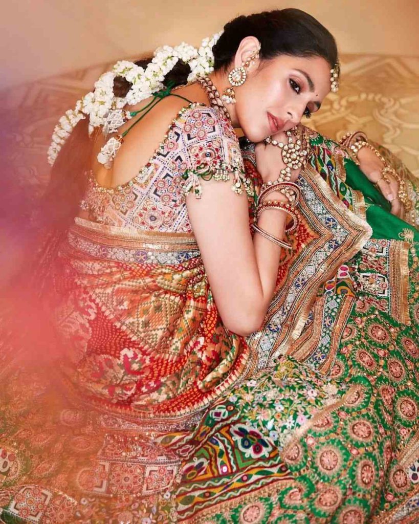 Shloka Mehta in traditional lehenga by Anamika Khanna