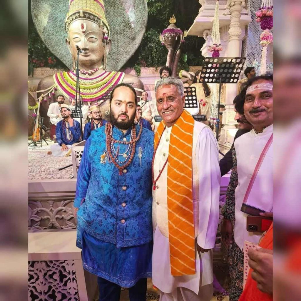 Anant Ambani in blue outfit for Shiv Pooja