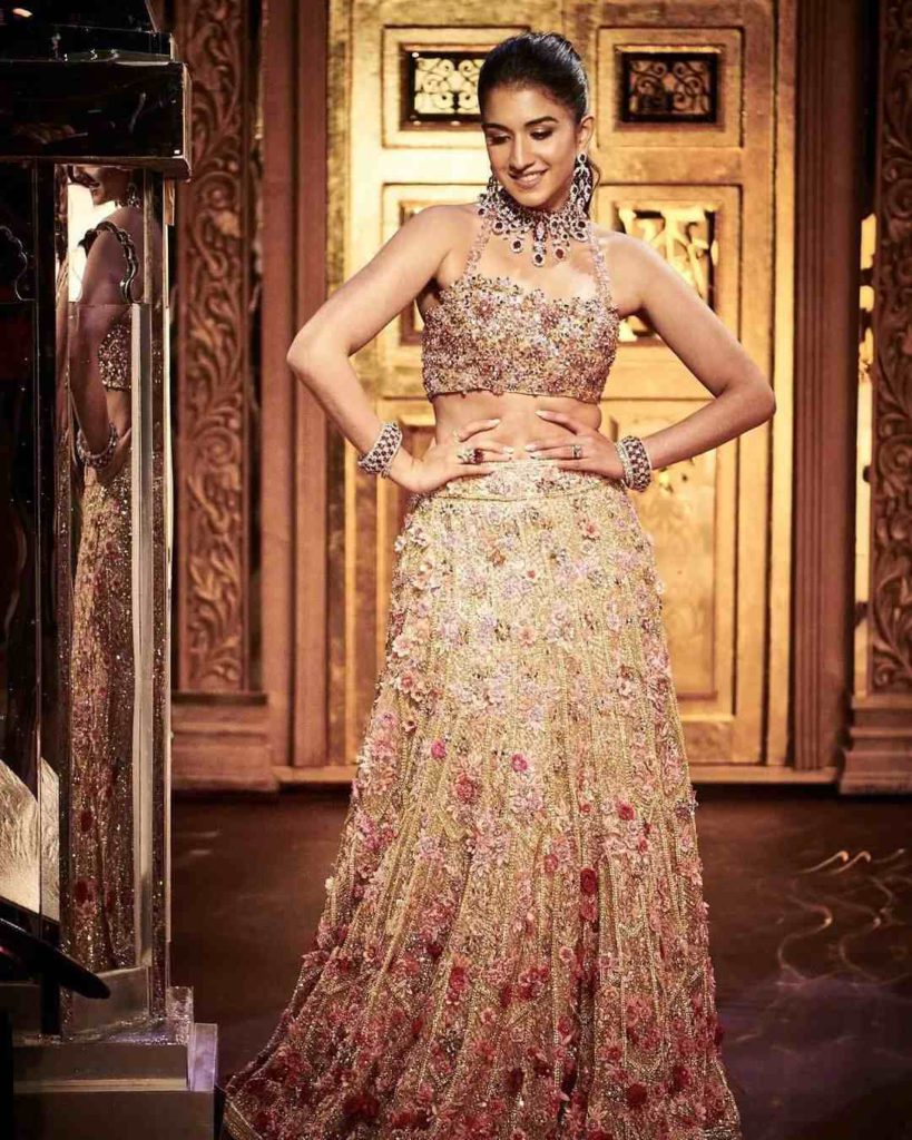 Radhika Merchant in custom Manish Malhotra lehenga for Sangeet