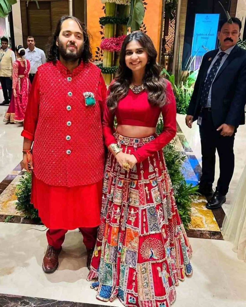 Anant Ambani in red