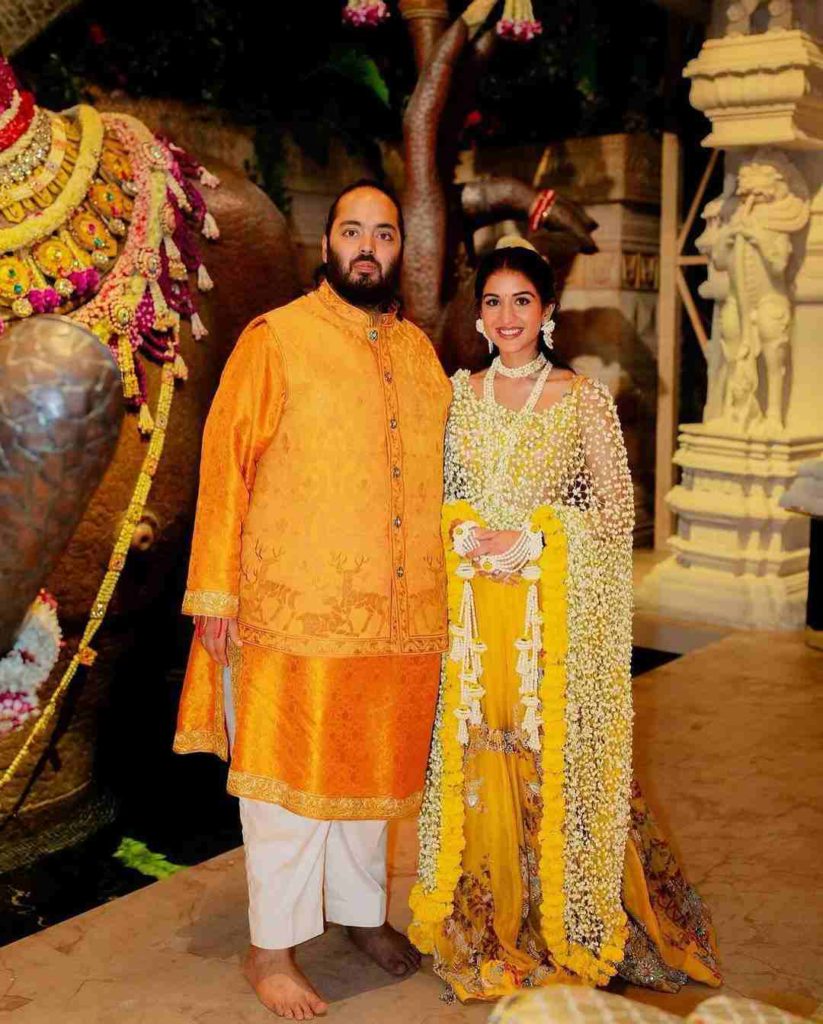 Anant Ambani and Radhika Merchant in yellow for haldi