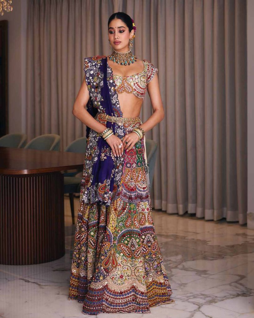 Multi coloured lehenga by Anamika Khanna