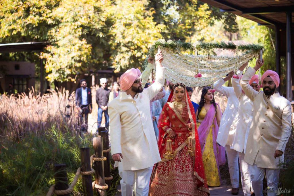 Anand Karaj with bride in Sabyasachi