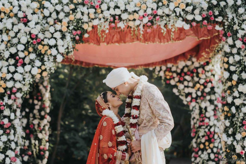 Anand Karaj with bride in Sabyasachi