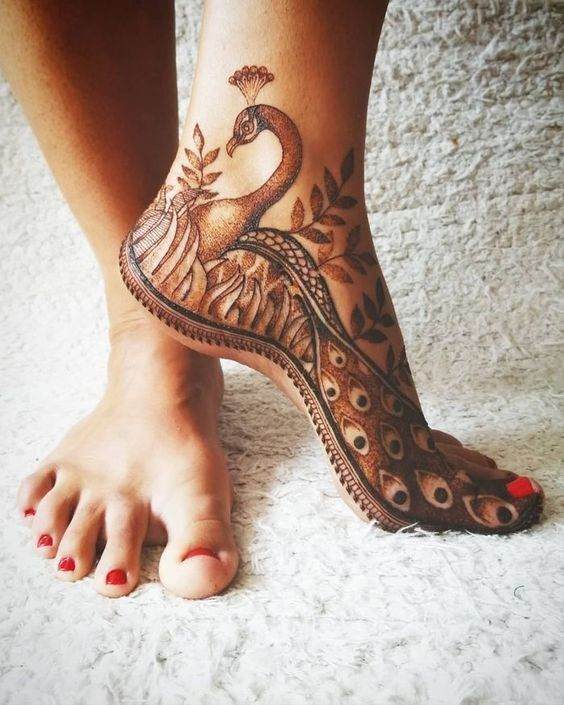 Peacock foot mehndi Design