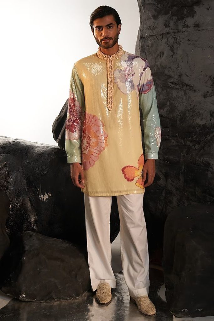 Tropical kurta set by Rahul Mishra